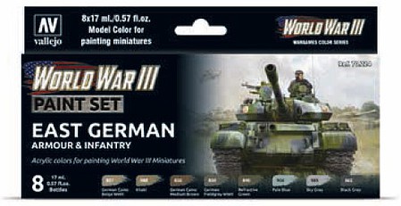 Vallejo East German Armour & Infantry WWIII Wargames Paint Set Hobby and Model Paint Set #70224