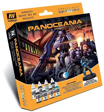 Vallejo Infinity Panoceania w/Fusilier Miniature Figure Paint Set Hobby and Model Paint Set #70231