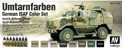 Vallejo German ISAF Model Air Paint Set (8 Colors) Hobby and Model Paint Set #71159