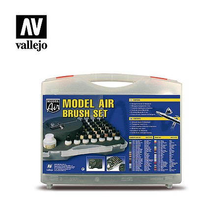 Vallejo Camouflage Model Air Colors with Airbrush Set Hobby and Model Acrylic Paint Set #71173