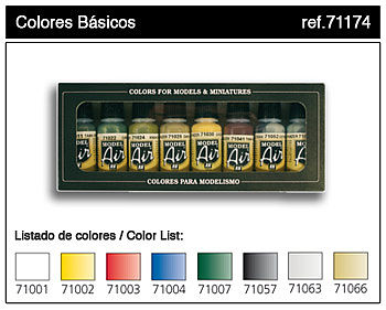 Vallejo Basic Model Air Paint Set (8 Colors) Hobby and Model Paint Set #71174