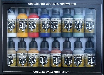 Vallejo Basic Model Air Paint Set (16 Colors) Hobby and Model Paint Set #71178
