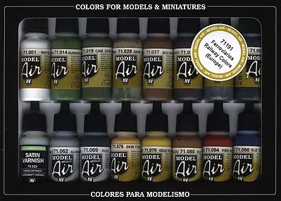 Vallejo RR EUROPE MODEL AIR (16 Colors) Hobby and Model Acrylic Paint #71191