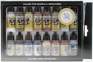 Vallejo Weathering Model Air Paint Set (16 Colors) Hobby and Model Paint Set #71194