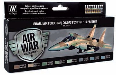 Vallejo Israeli Air Force Post 1967 to Present Model Air (8 Colors) Hobby and Model Paint Set #71203