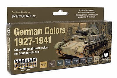 Vallejo 17ml Bottle German Vehicle Camouflage Colors (8 Colors) Hobby and Model Paint Set #71205