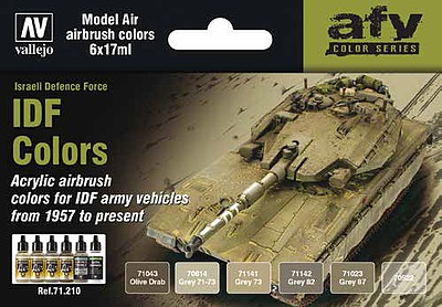 Vallejo IDF Vehicle Colors 1957-Present Model Air Hobby and Model Paint Set #71210