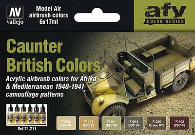 Vallejo British Caunter (Camo) Colors 1940-1941 Model Air Hobby and Model Paint Set #71211