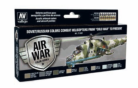 Vallejo Soviet/Russian Colors Combat Helicopter Hobby and Model Acrylic Paint Set #71601