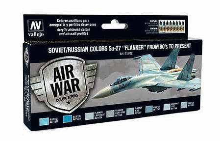 Vallejo Soviet/Russian Colors Su27 Flanker from 80s Hobby and Model Acrylic Paint Set #71602