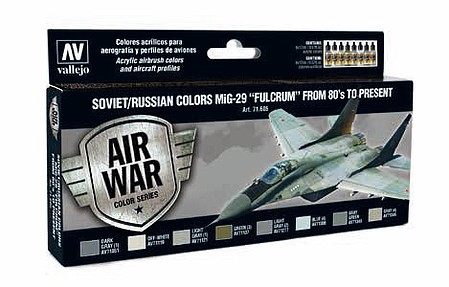Vallejo Soviet/Russian Colors MiG29 Fulcrum from 80s Hobby and Model Acrylic Paint Set #71605