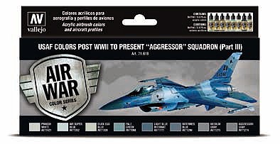 Vallejo USAF Colors Post WWII to Present Aggressor Squadron Part 3 Hobby and Model Paint Set #71618