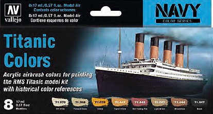 Vallejo Titanic Navy Model Air Paint Set (8 Colors) Hobby and Model Acrylic Paint Set #71646