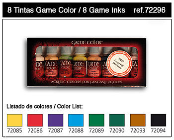 Vallejo Inks Game Color Paint Set (8 Colors) Hobby and Model Paint Set #72296