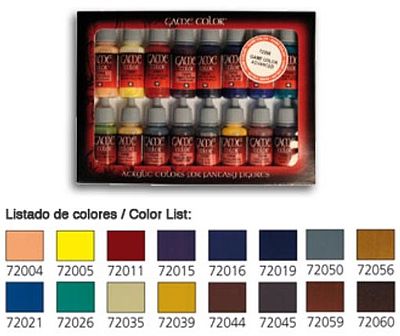 Vallejo Advanced Game Color Paint Set (16 Colors) Hobby and Model Paint Set #72298