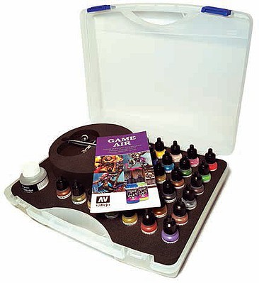 Vallejo Basic Game Air Paint Set in Plastic Storage Case Hobby and Model Paint Supplies #72871