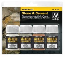 Vallejo 30ml Bottle Stone & Cement Pigment Powder Set (4 Colors) Hobby and Model Paint Set #73192