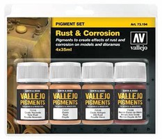 Vallejo Rust & Corrosion Pigment Powder Set (4 Colors) Hobby and Model Paint Set #73194