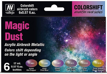 Vallejo Magic Dust Colorshift Metallic Paint Set (6 Colors) Hobby and Model Paint Set #77090
