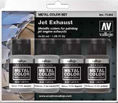 Vallejo Jet Engine Exhaust Metal Color Paint Set (4 Colors) Hobby and Model Paint Set #77602