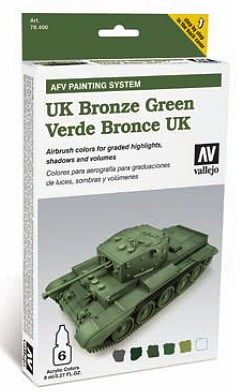 Vallejo UK Bronze Green Paint Set (6 Colors) Hobby and Model Paint Set #78407