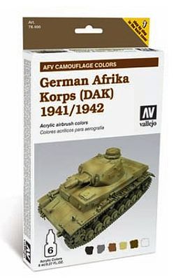 Vallejo German Afrika Korps 1941-42 (DAK) Paint Set (6 Colors) Hobby and Model Paint Set #78409