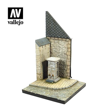 Vallejo Street Corner with waterpump (unpainted) Plastic Model Military Diorama 1/35 Scale #sc004