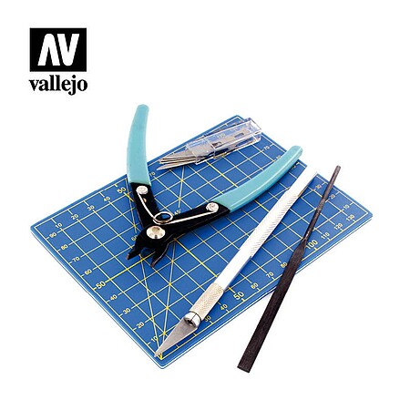 Vallejo 9 Piece plastic Modeling Tool Set Hobby and Plastic Model Hand Tool Set #t11001