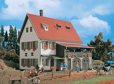 Vollmer 2-Story Stucco Farmhouse w/Shed/Garage Kit HO Scale Model Railroad Building #43721