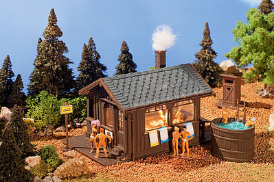 Vollmer Wood Sauna w/Hot Tub & Outhouse Kit HO Scale Model Railroad Building #45146