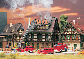 Vollmer House on Fire Kit N Scale Model Railroad Building #47738