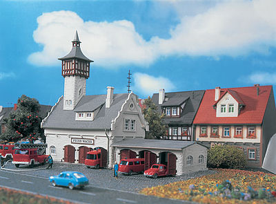 Vollmer Village Fire Station Kit N Scale Model Railroad Building #47781