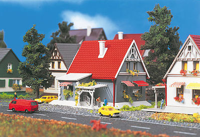 Vollmer Gray House w/Red Roof Z Scale Model Railroad Building #49572