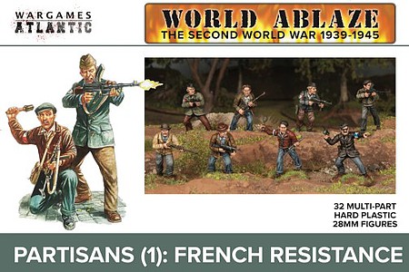 Wargames World Ablaze WWII Partisans 1: French Resistance (32) Plastic Model Military Figures #wa1