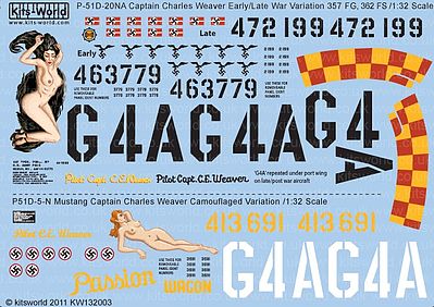 Warbird P51D Passion Wagon Early/Late War Plastic Model Aircraft Decal 1/32 Scale #132003