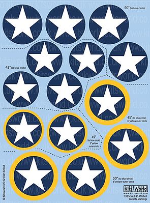 Warbird B25 Mitchell Cocarde Markings Plastic Model Aircraft Decal 1/32 Scale #132