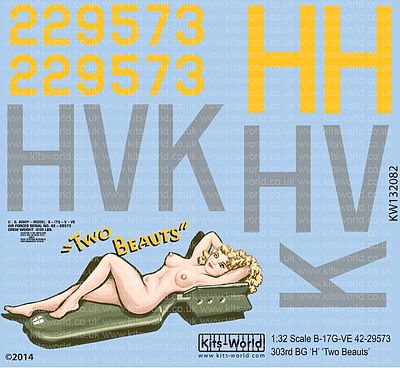 Warbird B17F Two Beauts Plastic Model Aircraft Decal 1/32 Scale #132082