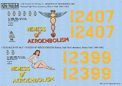 Warbird B17E No7 & 13 Nemesis of Aeroembolism Plastic Model Aircraft Decal 1/32 Scale #132107