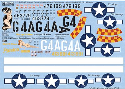 Warbird P51D Passion Wagon Early/Late War & Camouflaged Variations Decal 1/48 Scale #148055