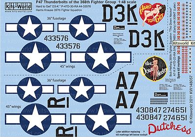 Warbird P47D Hard to Get, The Down Necker Plastic Model Aircraft Decal 1/48 Scale #148057