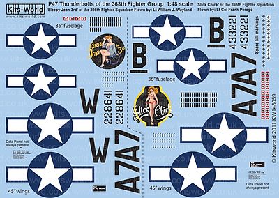 Warbird P47D Sleepy Jean the 3rd, Slick Chick Plastic Model Aircraft Decal 1/48 Scale #148059