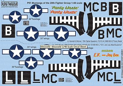 Warbird P51D Panty Waste, EK & Jay Bee Suzanne Plastic Model Aircraft Decal 1/48 Scale #148061
