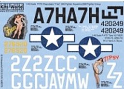 Warbird P47D Fran, Tipsy Plastic Model Aircraft Decal 1/48 Scale #148079