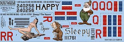 Warbird B24D Happy, Sleepy, The Squaw Plastic Model Aircraft Decal 1/48 Scale #148123