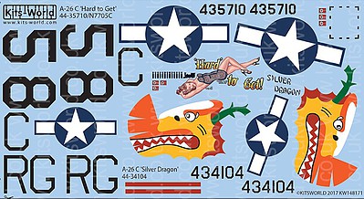 Warbird A26C Hard to Get and Silver Dragon Plastic Model Aircraft Decal 1/48 Scale #148171