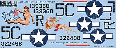 Warbird A26B Maggies Drawers and Dinah Might Plastic Model Aircraft Decal 1/48 Scale #148172