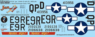 Warbird P51B Jan and Impatient Virgin Plastic Model Aircraft Decal 1/48 Scale #148178