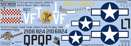 Warbird P51B Capt Gentile 336th March 1944 Plastic Model Aircraft Decal 1/48 Scale #148182