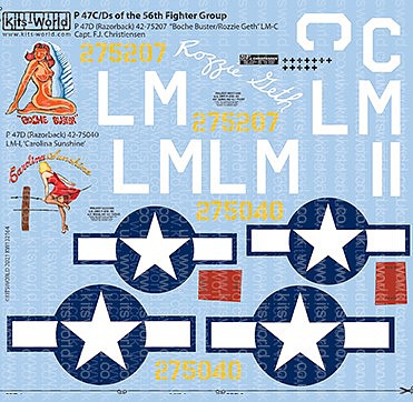 Warbird P47C/Ds 56th Fighter Group Plastic Model Aircraft Decal 1/48 Scale #148225