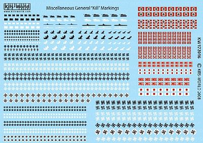 Warbird European & Pacific Theatres Allied Kill Markings Plastic Model Decal Kit 1/72 Scale #172016